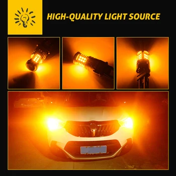 2gab Canbus Kļūdu 1156 LED Nav Hyper Flash Dzintara Dzeltena, Oranža 7506 P21W BA15S LED Spuldzes, Auto Pagrieziena Signāla Gaismu BMW AUDI
