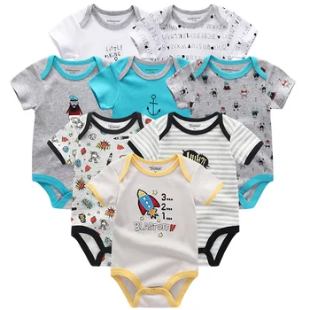 Baby Boy Apģērbs 8Pcs/set Unisex Jaundzimušo Meitene Kombinezonus roupas de bebe Kokvilnas Bērnu Jumpsuits Īsām Piedurknēm Toddler Apģērbu Onesies