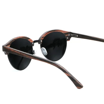 Ablibi Vintage bez apmales Mens Polarizētās Koka Saulesbrilles Vīriešiem un Sievietēm ar UV Pretbloķēšanas, HD Lēcas Koka Toņos Saule stikla Vīriešiem