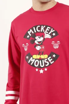 Pidžamas cilvēks, ziemas garām piedurknēm smieklīgi Disney Mickey Mouse Oriģinālā sarkanā Krāsā un bikses iespiesti ideāls dāvanas