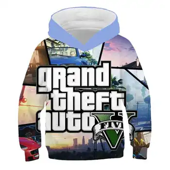 3d Drukas GTA 5 Spēles hoodies pusaudžu meitenes Streetwear Jauna rudens sporta Krekls Harajuku 4-14year zēnu drēbes, Džemperis hoody