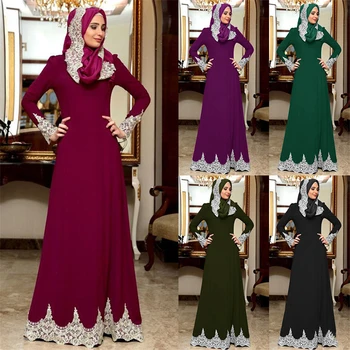 Musulmaņu Abaya Kleitas Sievietēm Dubaija Abaya Indijas Kleita Mežģīņu Islāma Apģērba Arābu Tuvajos Austrumos Kostīmu Elegants Femme Eid Mubarak