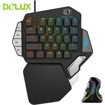Delux T9X Spēļu Keybord un Peli, RGB LED Mehāniskās Vadu Tastatūru Peles Combo Komplekts Office Tastatūras, Peles, Datoru, Klēpjdatoru Spēle