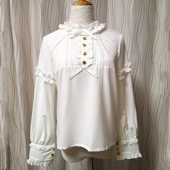 Vintage Sieviešu Lolita Krekls Kawaii Apģērbu Gothic Mežģīnes, Šifons Blūze ar garām Piedurknēm Blūze Lolita Krekls Loli Vestido Meitene SL2920