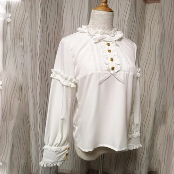 Vintage Sieviešu Lolita Krekls Kawaii Apģērbu Gothic Mežģīnes, Šifons Blūze ar garām Piedurknēm Blūze Lolita Krekls Loli Vestido Meitene SL2920