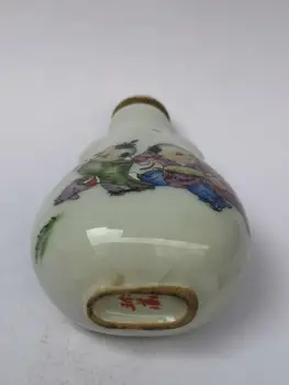YIZHU CULTUER MĀKSLAS Kolekcija Veco Ķīna Famille rožu Porcelāna Apgleznošanas Divas zēns Šņaucamā tabaka Pudeles Dāvanu