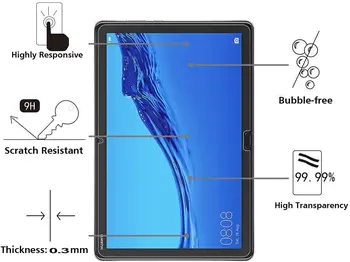 Ūdens necaurlaidīgs Planšetdatora Ekrāns Filmu par Huawei MediaPad M5 Lite 10.1 Collu - sprādziendrošas Rūdīta Stikla Ekrāna Aizsargs Vāciņu