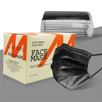 Black Salona Maska Pieaugušo Vienreizējās Lietošanas Sejas Maskas 4 Slāņu Filtrs Drošības Maska Neausta Putekļu Cilpiņu Mutes Maska