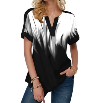 Sieviešu Ikdienas Kaklasaišu Krāsošanas T Krekls Vasaras Slīpums Drukāt Bd V Kakla Īsām Piedurknēm Topi, T-Krekli, Sieviešu Camisetas Verano Mujer 2020