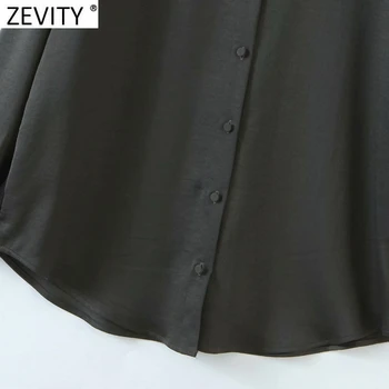 Zevity Jaunā Sieviešu Modes Savukārt Apkakle Krūtīm, Pelēka Smock Blūze Biroja Dāmas Gadījuma Zaudēt Krekli Šiks Blusas Topi LS7411