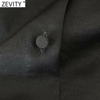 Zevity Jaunā Sieviešu Modes Savukārt Apkakle Krūtīm, Pelēka Smock Blūze Biroja Dāmas Gadījuma Zaudēt Krekli Šiks Blusas Topi LS7411