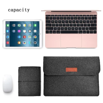Vilnas Filcs, Piedurknes Notebook Case For Macbook Air 13 Soma Jaunu Pro 13.3 2019 11 12 15 Klēpjdatoru Xiaomi Air 13.3 15.6 Sievietes Vīrieši Vāciņu