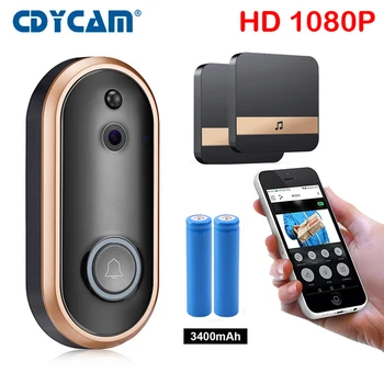 CDYCAM Bezvadu WiFi Video Durvju 1080P HD Gredzenu Durvju Kamera 2MP, Nakts Redzamības divvirzienu Audio 2.4 G Tālruņa Attālā PIR Kustības