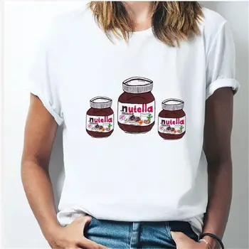 T-krekls Grafiskais Cute Karikatūra T Hipster Tumblr Sieviešu T Krekls Nutella Iespiests t Sievietēm 90s Harajuku Ullzang Modes