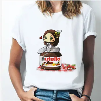 T-krekls Grafiskais Cute Karikatūra T Hipster Tumblr Sieviešu T Krekls Nutella Iespiests t Sievietēm 90s Harajuku Ullzang Modes