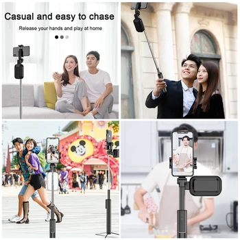 Bluetooth Selfie Stick ar Slēpto Statīvs Video Stabilizators Visi metāla Selfie Stick ar Aizpildītu gaisma iPhone xiaomi smart tālruni