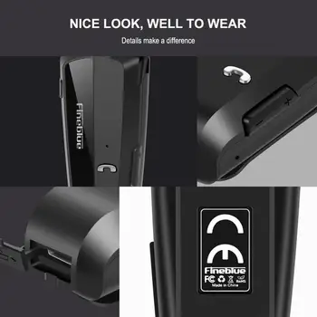 Jaunākās Fineblue F990 Portatīvo Biznesa Bezvadu Bluetooth Austiņas Teleskopiska Tipa Apkakle Klips HD Skaņas Kvalitātes Austiņas ar Mic