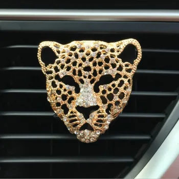 PRIEKŠSĒDĒTĀJA TĒJAS Auto Piederumi Gaisa Atsvaidzinātājs Leopard Galvas Multfilmu Sudraba, Zelta Gaisa Izplūdes Smaržīgas Smaržas Klipus Dāvanu Automašīnu dekorēšana