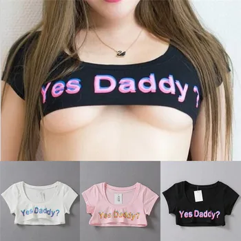 Jā, Tēt Sieviešu Kultūru T-Krekls Japāņu Stila Vasaras Black Sexy Gal Smieklīgi Tee Krekli, Sieviešu Topi Baltā Modes Drukāt Vēstuli