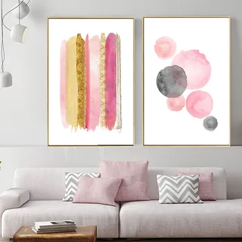 Pink Rose Gold Sienas Mākslas Anotācija Spīguļi, Audekls Gleznošanai Akvareļa Plakāti un Izdrukas Mūsdienu Attēlus Dzīvojamā Istaba Dekori