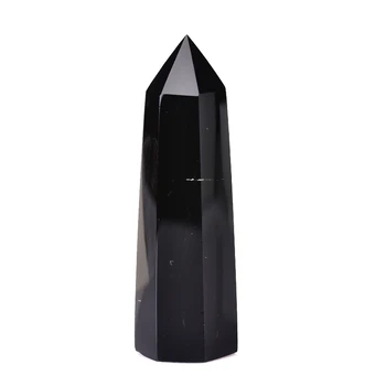 Dabas Rock Obsidian Sešstūra Kristāla Kolonnas Punktu Minerālu Rotājumu Dziedināšanas Zizli Mājas Dekoru DIY Dāvanu Apdare