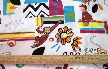 100*140cm Karikatūra Smart pērtiķis Gudrs mērkaķis, kokvilnas audumi, Šūšanas diy Raibs bērnu drēbes kreklu