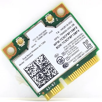 Bezvadu tīkla Karte Dual Band Wireless AC7260 7260HMW 7260AC 867Mbps Pusi Mini PCI-E 802.11 Ac 2X2 Wifi Bluetooth4