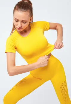 CXUEY Likra Sporta Uzstādīt Sieviešu Sporta Bezšuvju Joga Fitness Uzvalks Ir 2021. Aktīvo Valkāt Sporta Apģērbu Sievietēm Tracksuit Dzeltena Oranža