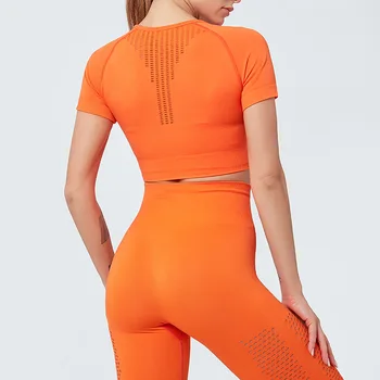 CXUEY Likra Sporta Uzstādīt Sieviešu Sporta Bezšuvju Joga Fitness Uzvalks Ir 2021. Aktīvo Valkāt Sporta Apģērbu Sievietēm Tracksuit Dzeltena Oranža