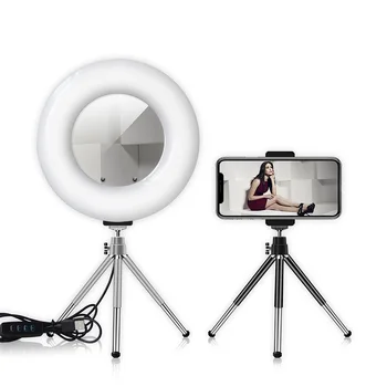 LED Galda Gredzens ar Gaismas Aplauzums Spogulis Tālruņa Statīvs veido Vlog Youtube Tiktok Video Uzņemšanas Selfie Ringlight Loka Lampas