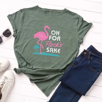 Gudrs Flamingo Sieviešu T-krekls Smieklīgi Izdrukāt Kokvilnas Harajuku Topi Vasaras Lielgabarīta Dzīvnieku T Krekls Karikatūra Tee kreklu Streetwear Tshirt