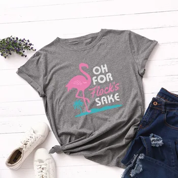 Gudrs Flamingo Sieviešu T-krekls Smieklīgi Izdrukāt Kokvilnas Harajuku Topi Vasaras Lielgabarīta Dzīvnieku T Krekls Karikatūra Tee kreklu Streetwear Tshirt