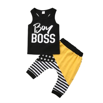Emmababy Zīdainis, Mazulis Baby Boy Svītru Veste 2018. Gada Vasaras Piedurknēm Gadījuma T-krekls+Halen Elsas, Stulpiņi Apģērbs Apģērbs