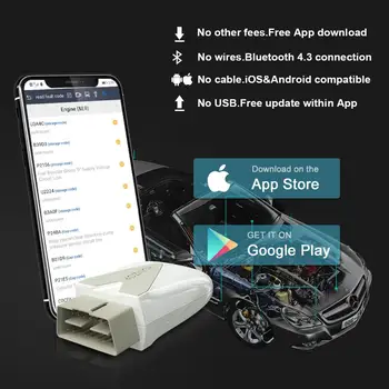 HUMZOR NexzScan OBDII Automašīnu Diagnostikas Rīks Bluetooth 4.3 Automobiļu OBD2 Kodu Lasītājs