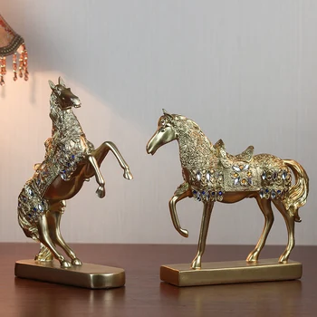 Retro laimīgo zirgu rotas radošo biroja mēbeles dāvana Vīna skapis statuja mācību telpa attēls mājas dekoru zirgu dāvanas
