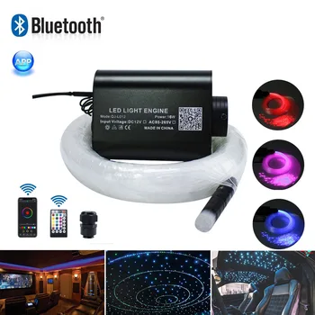 Skaņas Aktīvo Optiskās Šķiedras Gaismas, Bluetooth APP Kontroles 16W RGBW RF Kontrolieris Optiskās Šķiedras Kabeli Zvaigžņu Ietekmi Griestu Gaismas