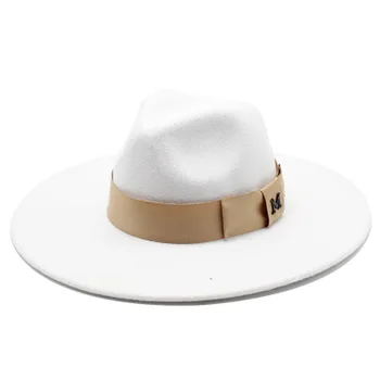 Sieviešu cepures liels malām 9.5 cm lente jostas cieto elegants luksusa fedoras cepure sievietēm, ziemas cepures, rudens rudenī haki kāzu jaunu džeza klp