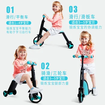 Bērniem Scooter ratiem bērnu trīsriteni 3 in 1 Bērnu scooter bērnu motorolleru, velosipēdu nadle natto bērnu auto