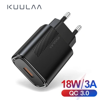 KUULAA 18W Ātrās Uzlādes Ātrā Uzlādes QC3.0 2.0 USB Spraudni Sienas Tālrunis Fast Charger MUMS/ES/UK Plug iPhone Xiaomi Huawei