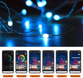 Bluetooth Pasaku Gaismas Stīgu PROGRAMMU+INFRASARKANO staru Tālvadības pults piemērots Āra Dārza Ziemassvētku Personalizētu Pasūtījuma Mūzika LED String Gaismas