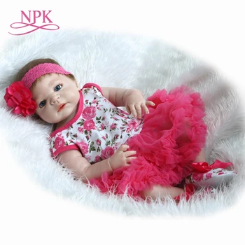 NPK 55cm Bebes atdzimis reālu meiteni, pilna ķermeņa silikona atdzimis bērnu lelle, rotaļlietas bērniem, dāvanu pelde lelle boneca atdzimis silikona completa