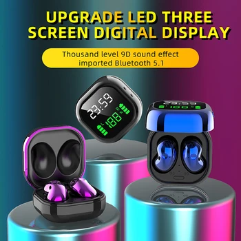 Jauns Mini Bluetooth Austiņas Bezvadu Bluetooth TWS 5.1 Austiņas 9D Stereo Pulksteņa Displejs Mikrofons LED Krāsu Ekrāns