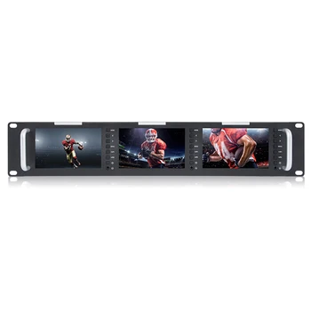 Feelworld T51 Triple 5 Collu 2RU LCD 3G-SDI, HDMI Ievades-Izvades Rack Mount Monitors Broadcast Līmeņa Kvalitātes Monitors