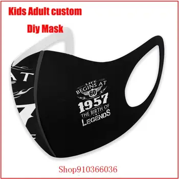 1957 Dzimšanas Leģendas Dzīve Sākas Pēc 60 masque francija drapeau Cute sejas maska modes DIY masque de aizsardzības lavable