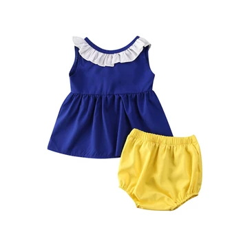2GAB Bērniem, Baby Girl Apģērbu bez Piedurknēm Bowknot Savirmot Bodysuits&Topi+Bikses Apģērbs 2020. Gadam Meitene Cute Apģērbs