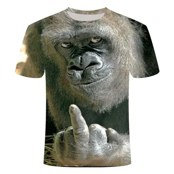 2020. gada vasaras 3D iespiesti dzīvnieku mērkaķis gorilla īsām piedurknēm smieklīgi dizaina gadījuma top T-krekls vīriešiem