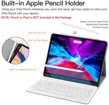 Magnēts Bluetooth Keyboard Case For iPad Pro 12.9 2020. Gadam Apple Zīmuli Turētāja Vāku,Keyboard Case For iPad Pro 