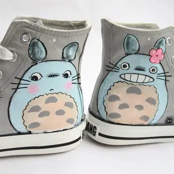 Augstas Q Unisex Tonari nav Totoro plimsolls audekla kurpes virves soled kurpes Cos Mans Kaimiņš Totoro Ikdienas Ikdienas Roku apgleznoti apavi