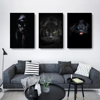 Dzīvniekiem Mākslas Melns Leopards Panther Audekls Krāsošana Sienas, Attēlus Dzīvojamās Istabas Sienas Mākslas Izdrukas, Plakāti Mājas Cuadros Apdare