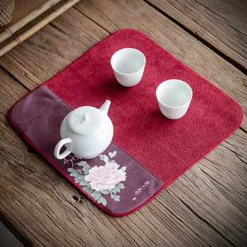 Ķīniešu Stila Ziedi Tējas Dvieli Uz Kāzu Puse, galdautu Vakariņas Dekori Mājas Tekstila Sausā Bubble Tea Mat Tējas Ceremonija LA597